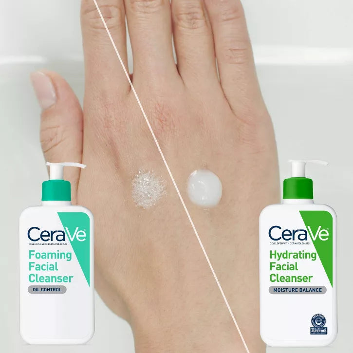 CeraVe Limpiador facial para pieles normales a grasas: Limpia suavemente y elimina el exceso de grasa sin alterar la barrera natural de la piel.