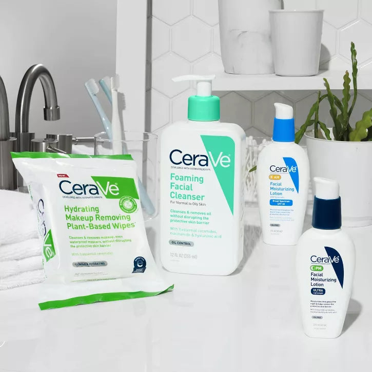 CeraVe Limpiador facial para pieles normales a grasas: Limpia suavemente y elimina el exceso de grasa sin alterar la barrera natural de la piel.