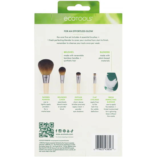 Ecotools The Core Five Makeup Brush + Sponge Set- Los 5 Basicos