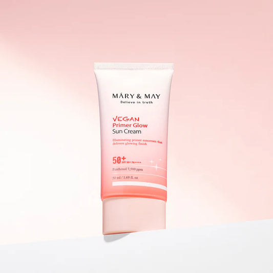 Mary & May Crema solar protectora solar vegana Primer Glow SPF50+ PA++++ 50 ml