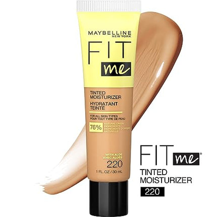 Maybelline Fit Me Crema hidratante tintada, cobertura natural, maquillaje facial