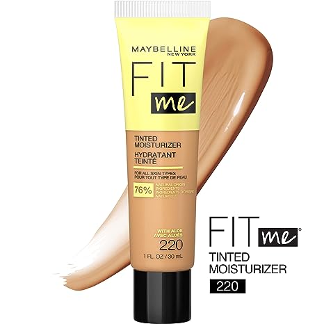 Maybelline Fit Me Crema hidratante tintada, cobertura natural, maquillaje facial