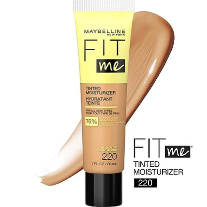 Maybelline Fit Me Crema hidratante tintada, cobertura natural, maquillaje facial