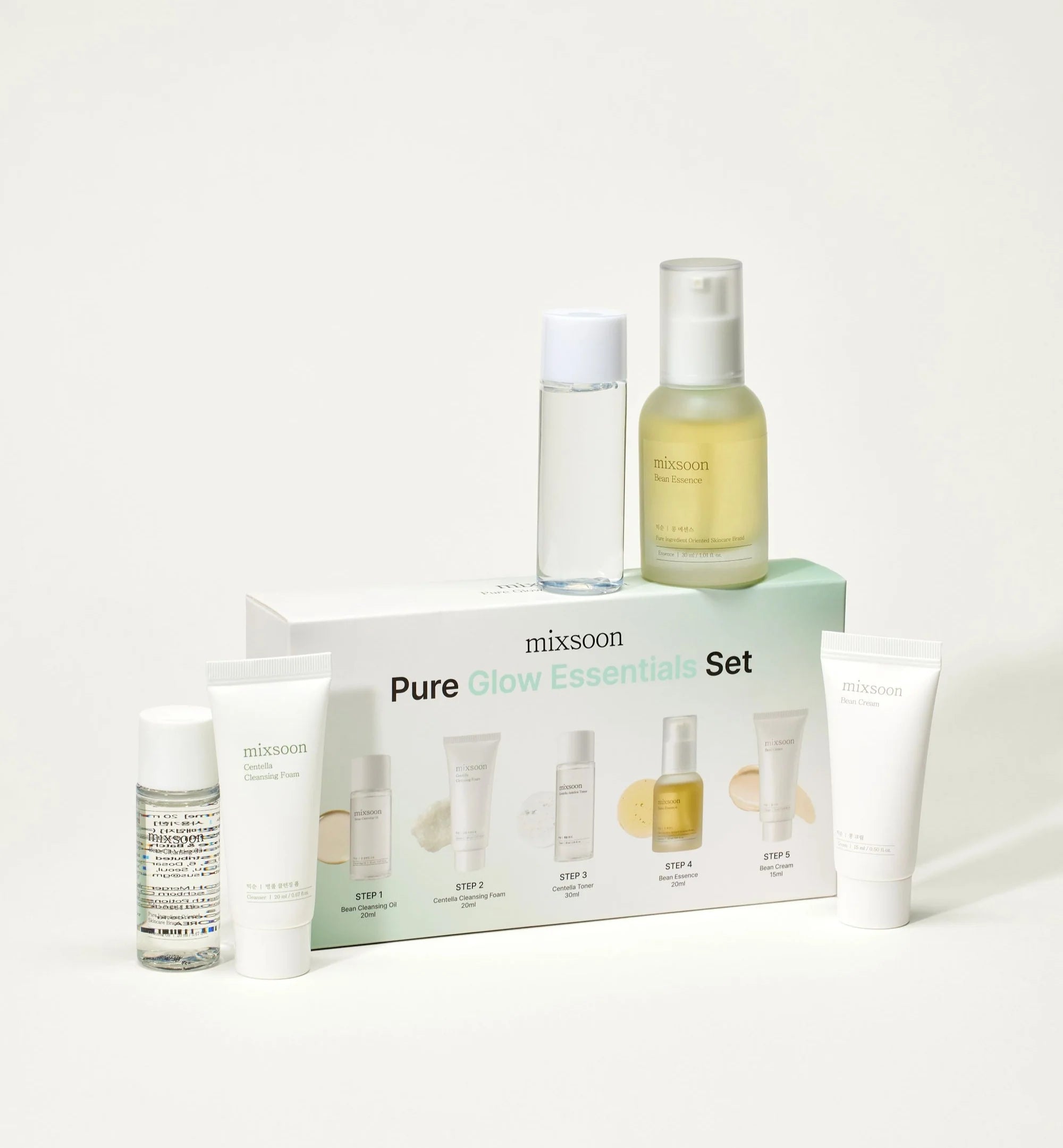 mixsoon Pure Glow Essentials Set 5 pasos para el cuidado de la piel, suave e hidratante