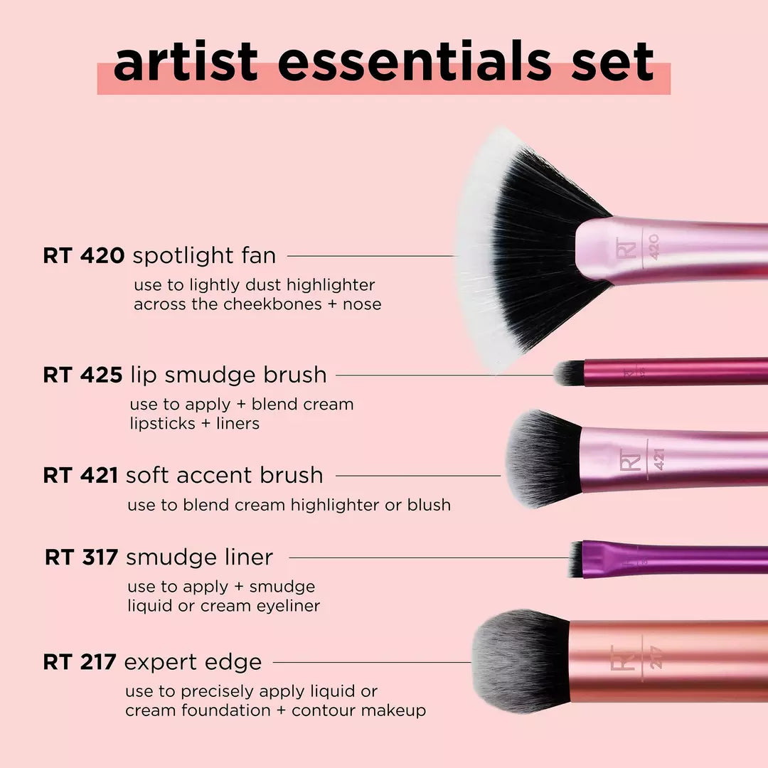 Real Techniques Artist Essentials Face, Eyes, & Lips Makeup Brush Set