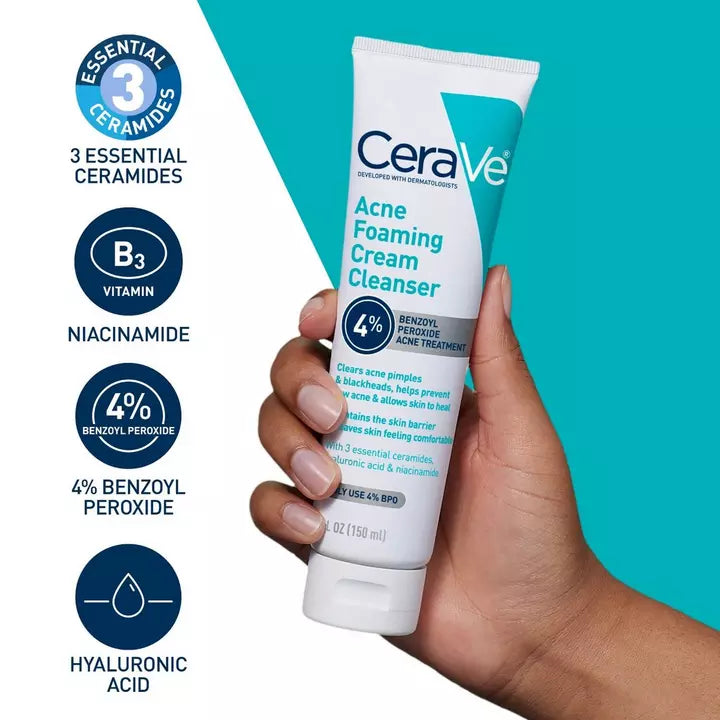 CeraVe Limpiador en crema espumosa para el acné BPO 4% para acné