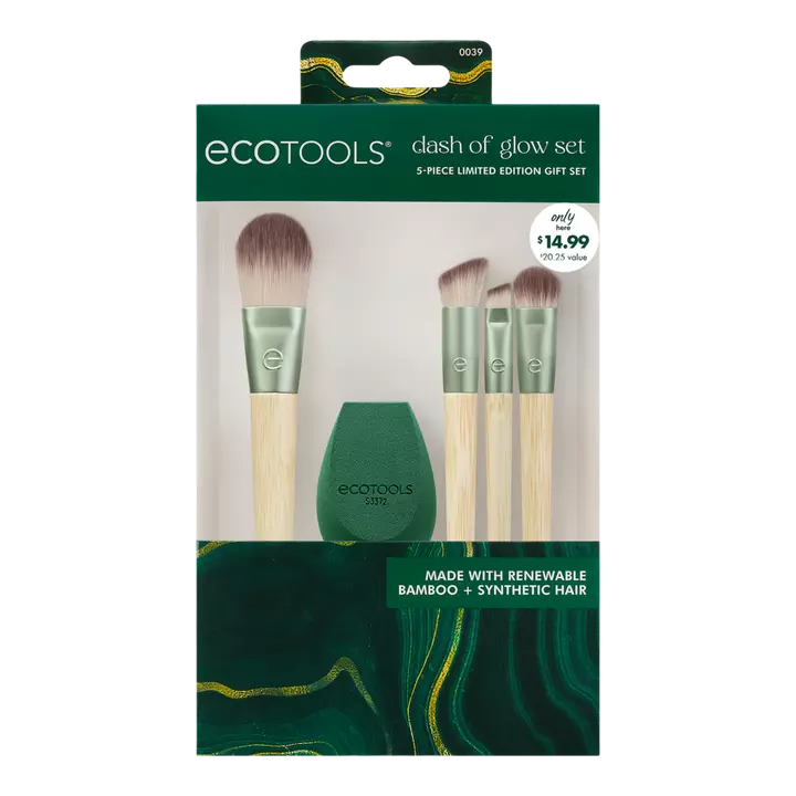 Ecotools Set de esponja y brochas de maquillaje- 5 piezas Dash of Glow de edición limitada