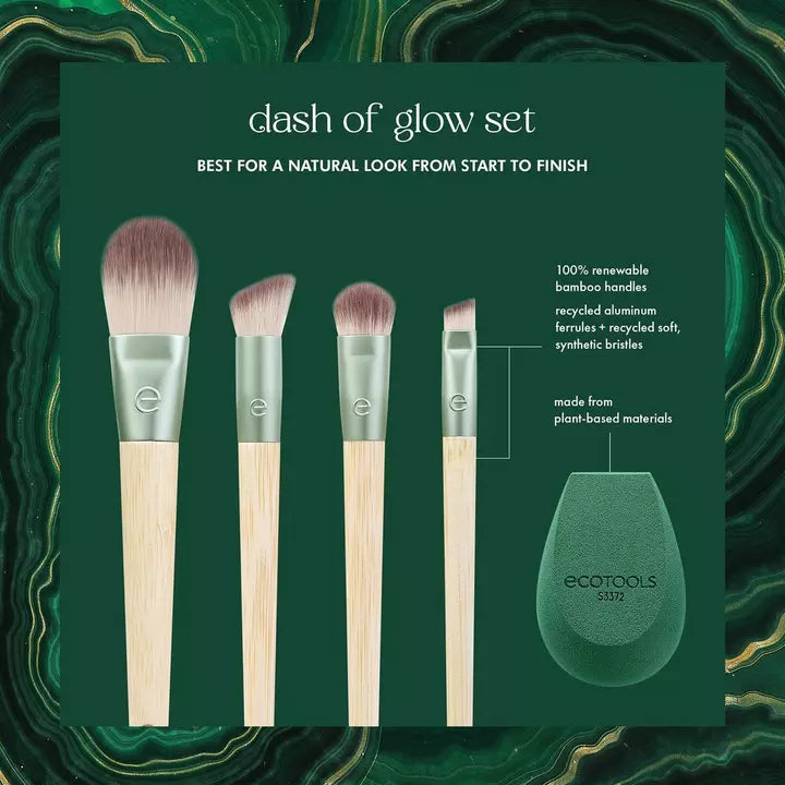 Ecotools Set de esponja y brochas de maquillaje- 5 piezas Dash of Glow de edición limitada