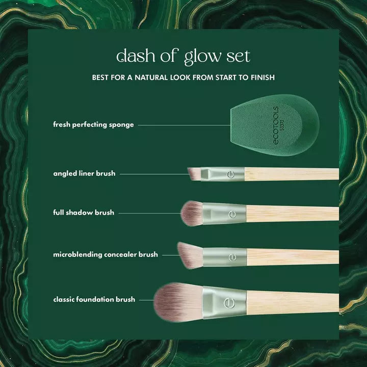 Ecotools Set de esponja y brochas de maquillaje- 5 piezas Dash of Glow de edición limitada