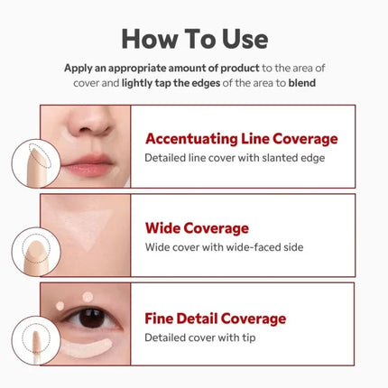 TIRTIR Glide&Hide - Corrector Textura cremosa, oculta ojeras y arrugas, fórmula dual