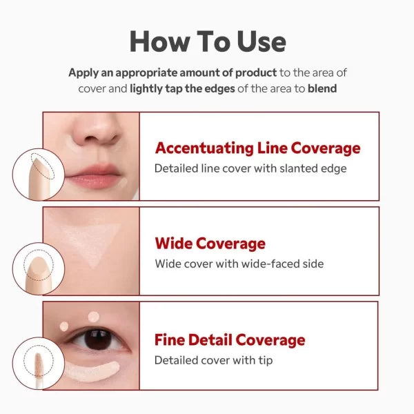 TIRTIR Glide&Hide - Corrector Textura cremosa, oculta ojeras y arrugas, fórmula dual