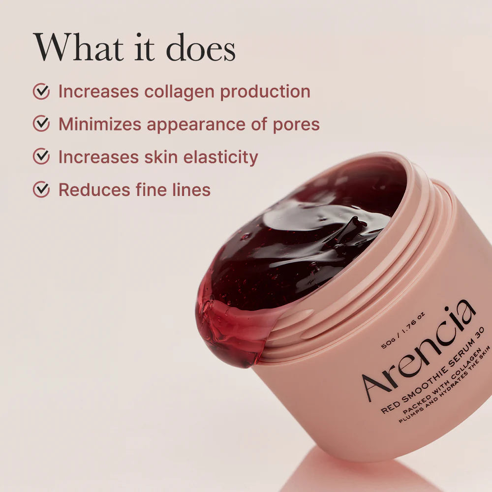 Arencia Overnight Red Smoothie Face Mask Serum, Glowing & Soothing with 30% red collagen, Niacinamide 50g