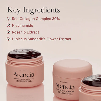 Arencia Overnight Red Smoothie Face Mask Serum, Glowing & Soothing with 30% red collagen, Niacinamide 50g