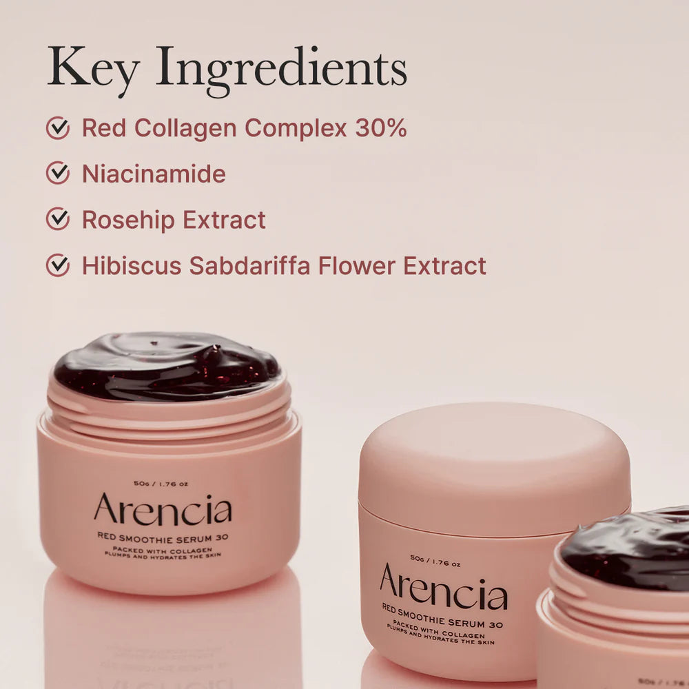 Arencia Overnight Red Smoothie Face Mask Serum, Glowing & Soothing with 30% red collagen, Niacinamide 50g