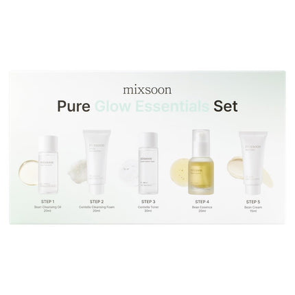 mixsoon Pure Glow Essentials Set 5 pasos para el cuidado de la piel, suave e hidratante
