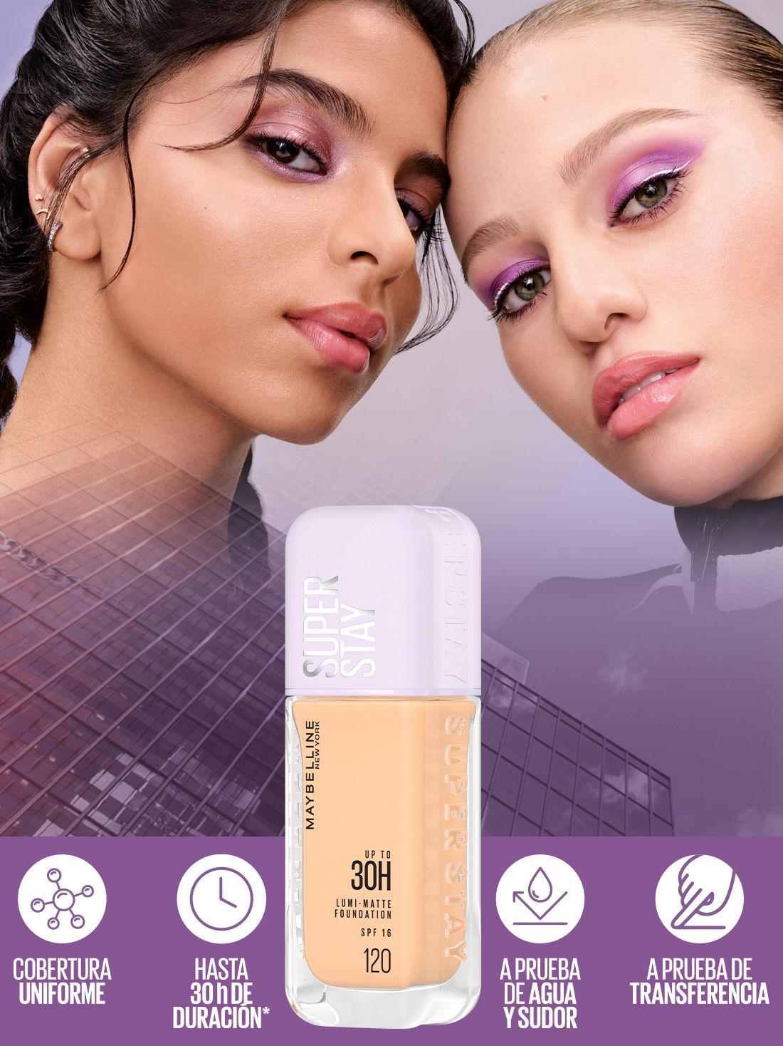 Maybelline BaseSuper Stay Up to 30HR Wear Lumi-Matte de larga duración