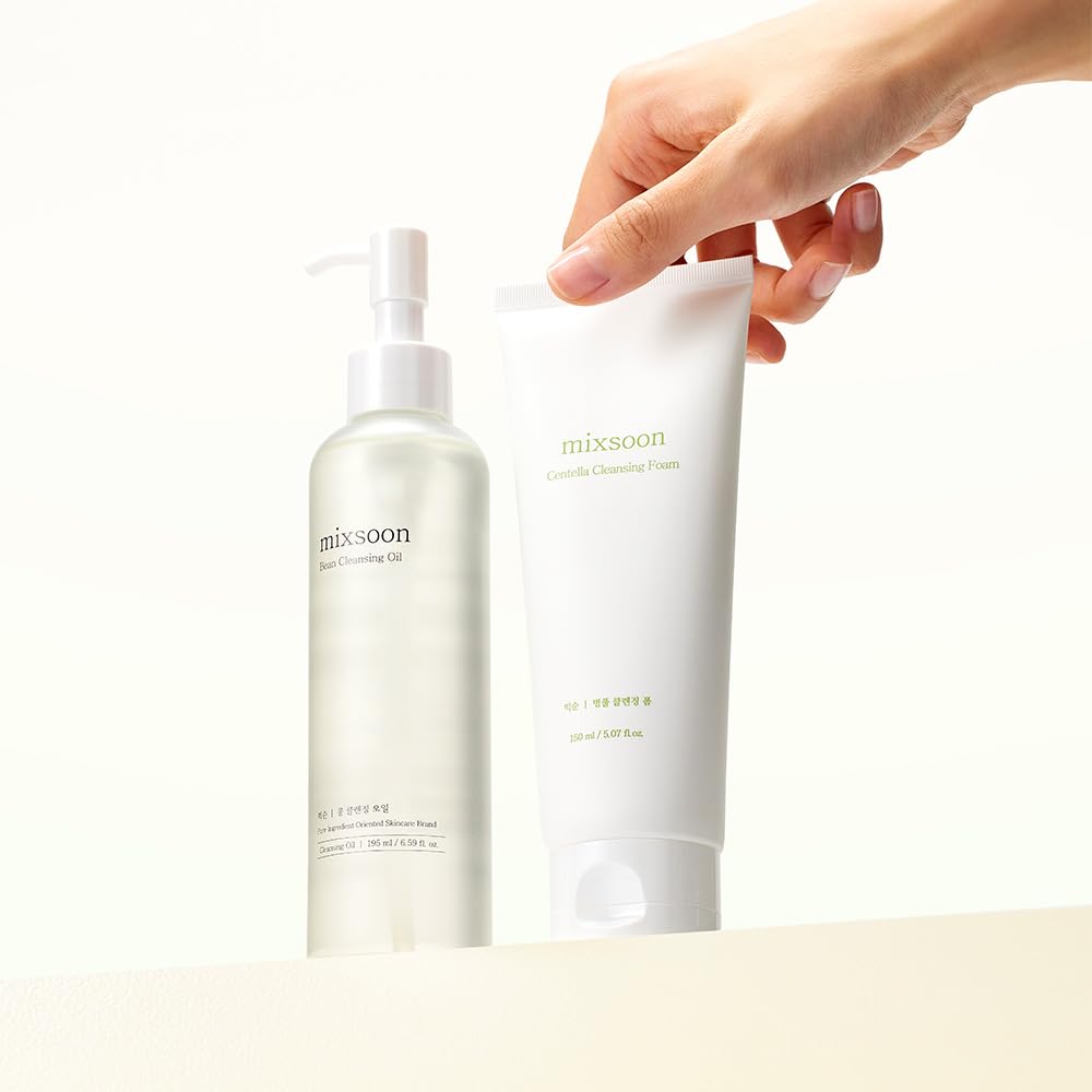 mixsoon Double Cleansing Set 2-Step Routine, Cica Foam & Bean Cleansing Oil Face Wash Set Gentle Deep Clean and Hydrating Care 150ml + 195ml