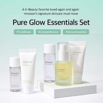 mixsoon Pure Glow Essentials Set 5 pasos para el cuidado de la piel, suave e hidratante