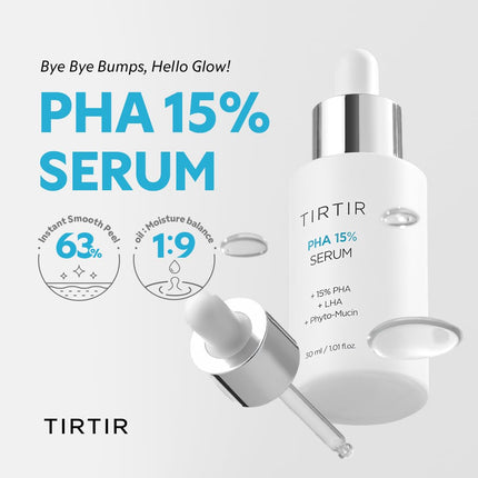 TIRTIR PHA - Suero exfoliante al 15% - Peeling hidratante Fórmula suave de PHA y LHA para pieles sensibles