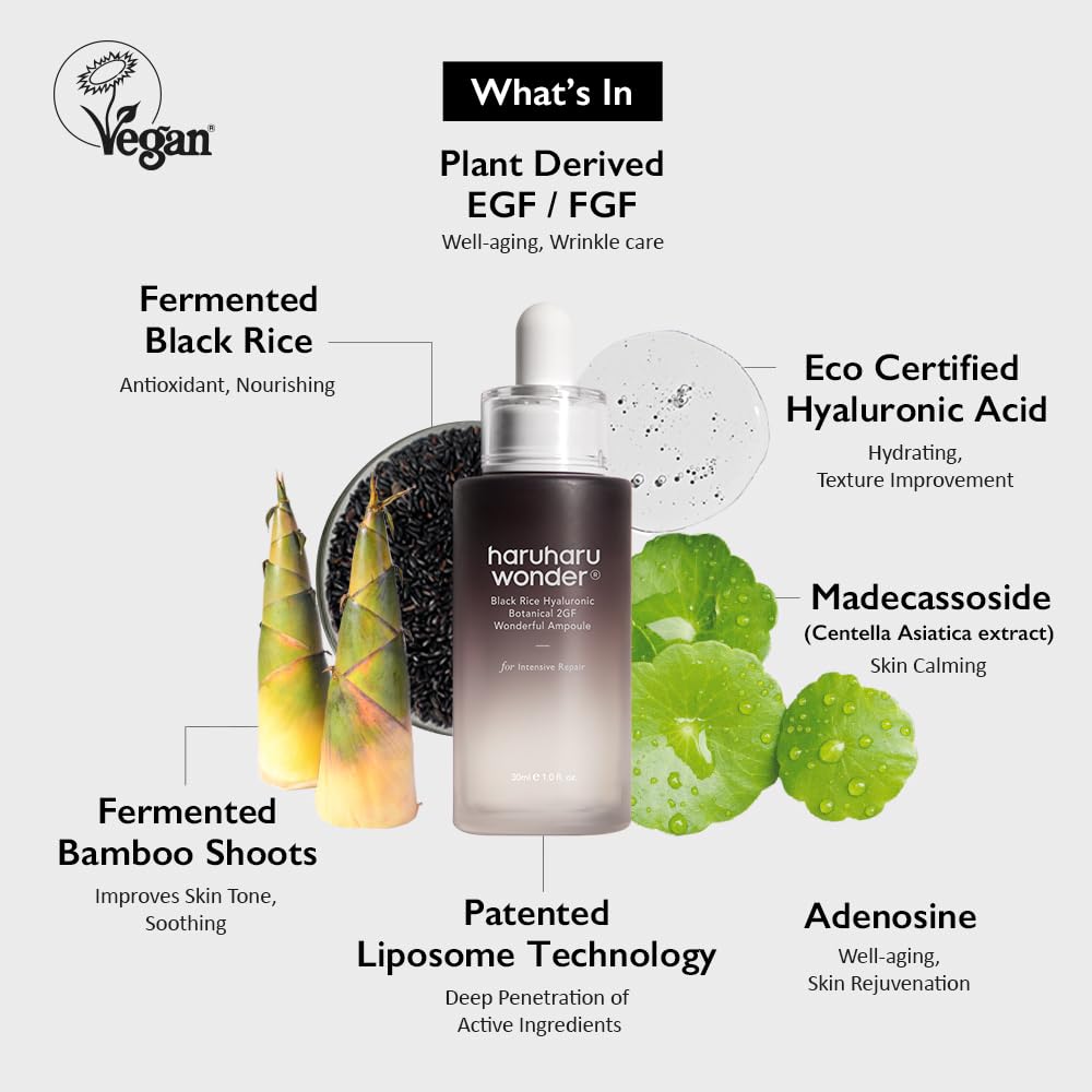 Haruharu Wonder Black Rice Botanical 2GF Facial Serum, Anti-Aging Serum 30ml