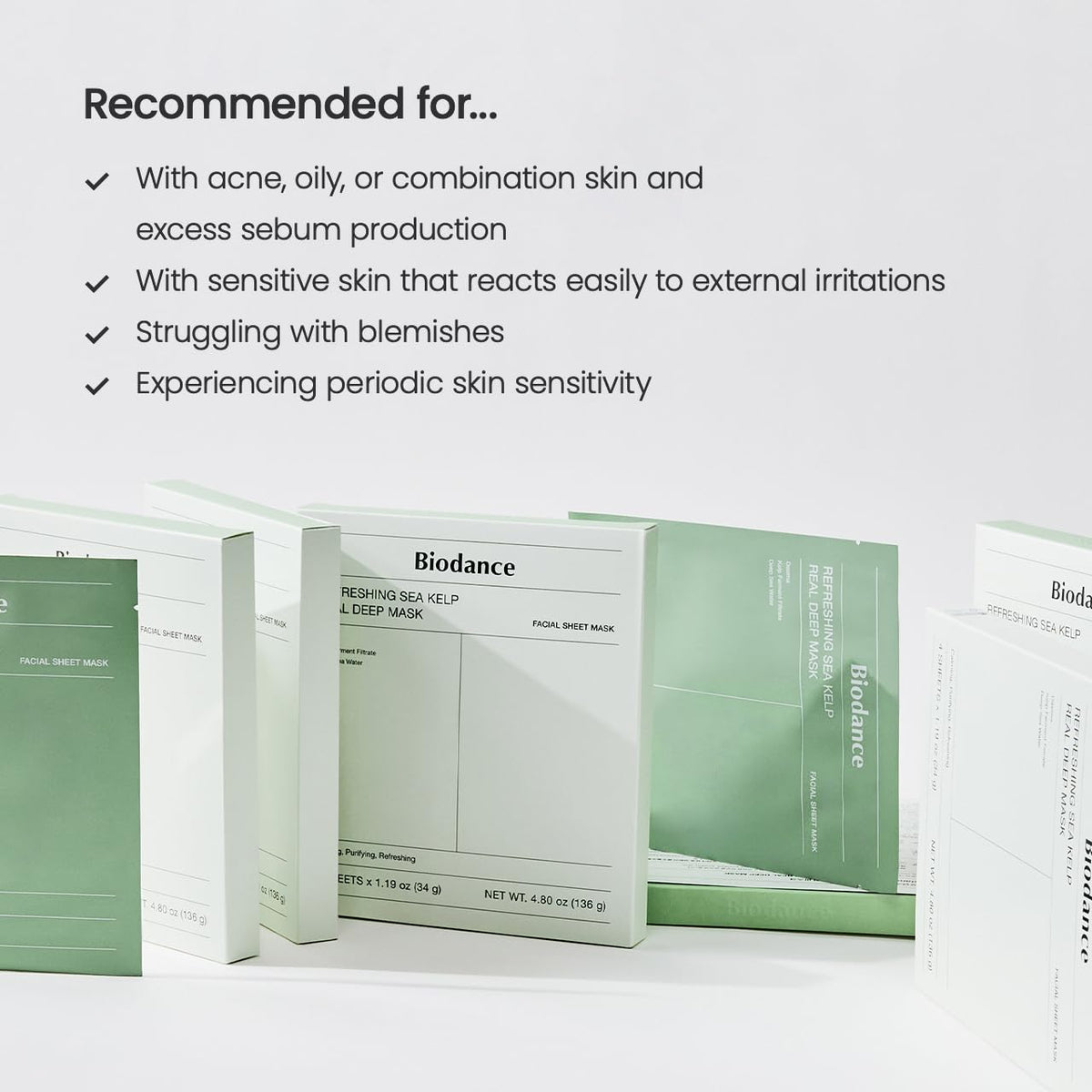 Biodance Mascarilla refrescante de algas marinas Pack 4 mascarillas