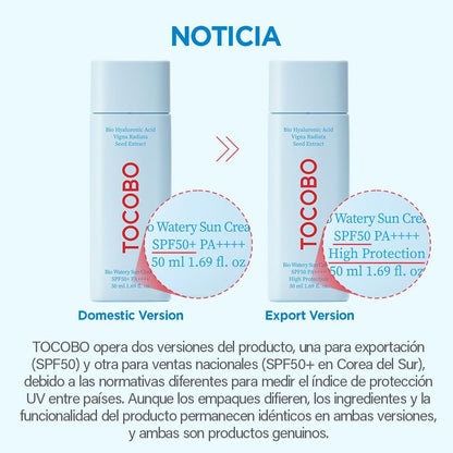 TOCOBO Bio Watery Protector Solar con Textura Acuosa FPS50 PA++++50ml