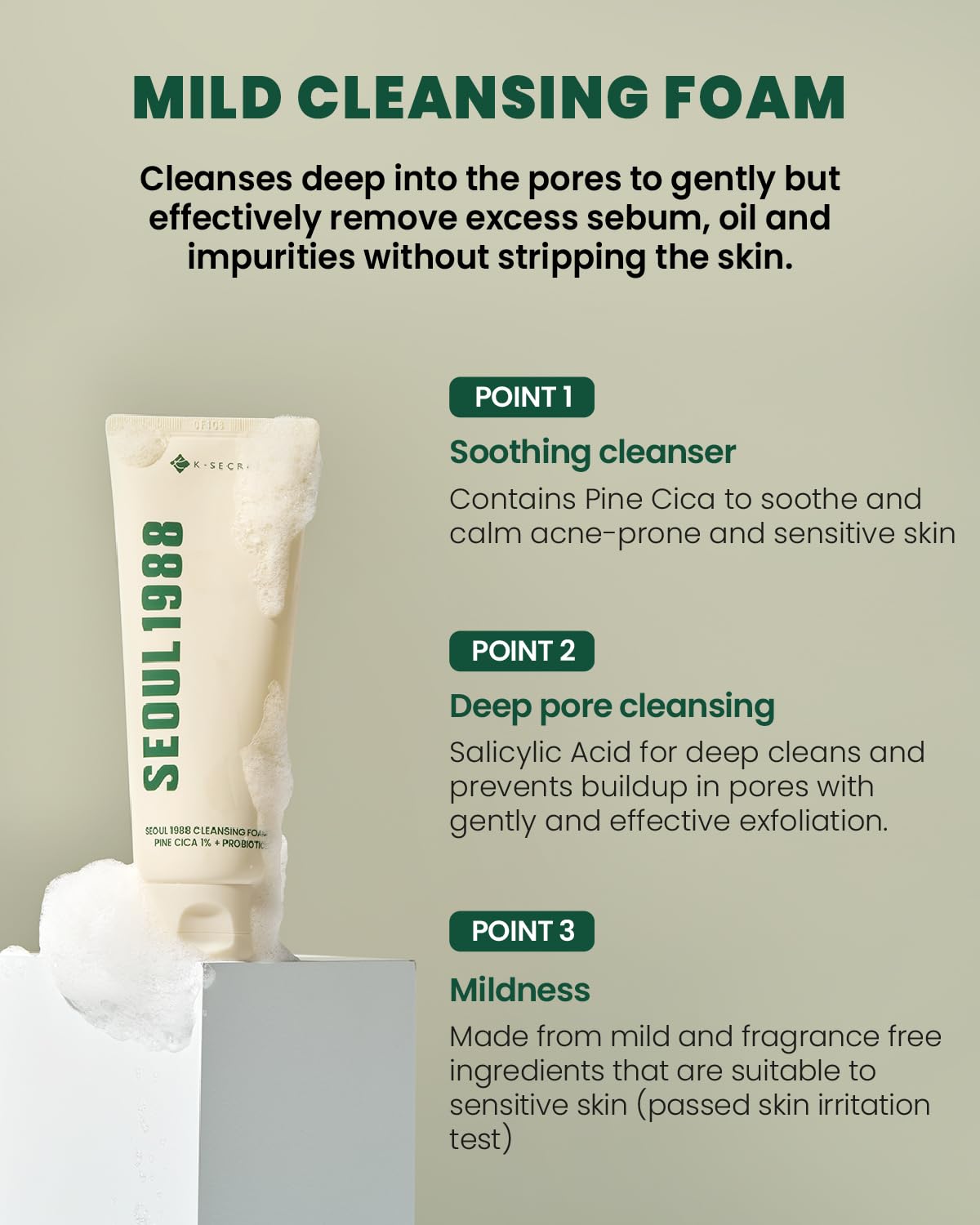 KSECRET Espuma limpiadora: Pino Cica 1% + Probióticos 150ml