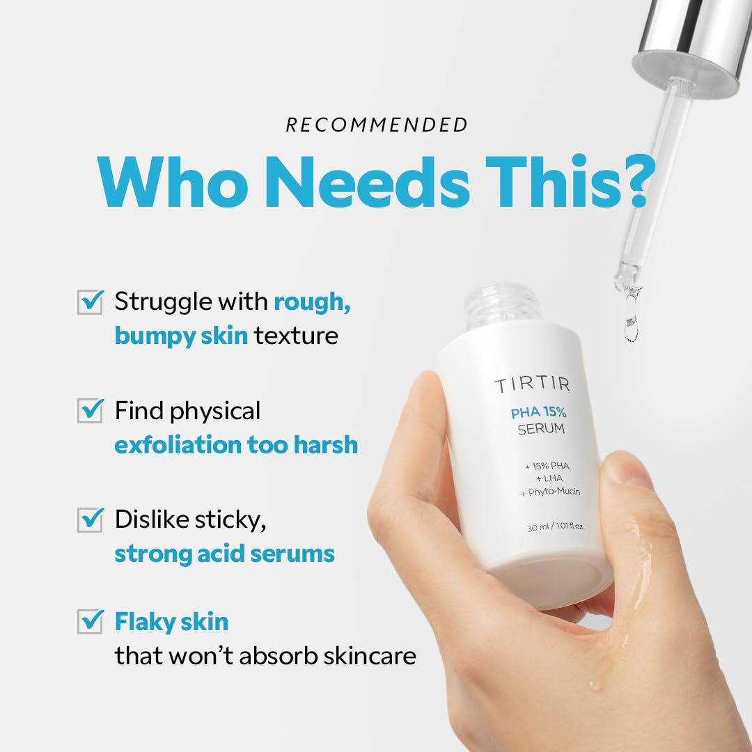 TIRTIR PHA - Suero exfoliante al 15% - Peeling hidratante Fórmula suave de PHA y LHA para pieles sensibles