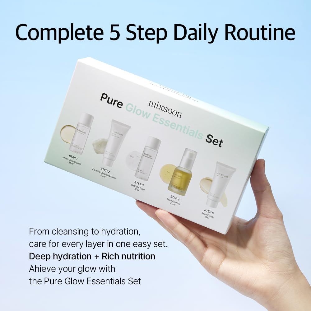 mixsoon Pure Glow Essentials Set 5 pasos para el cuidado de la piel, suave e hidratante