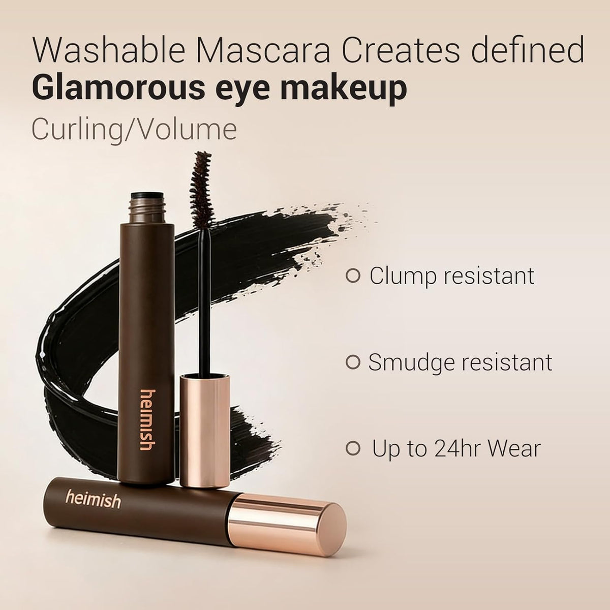 Heimish Dailism Smudge Stop Mascara de larga duración, impermeable