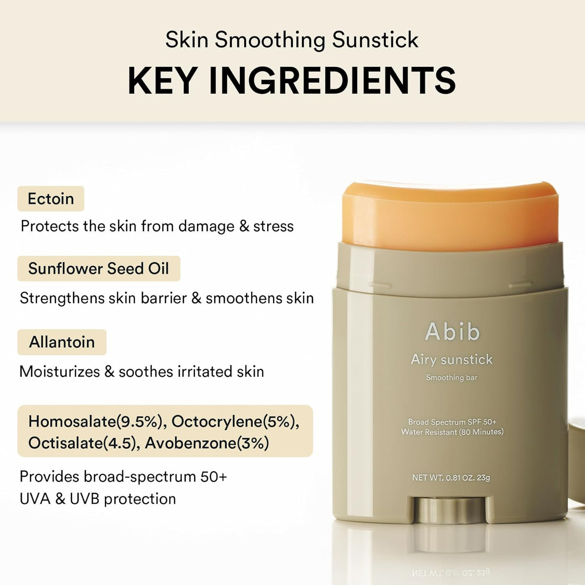 Abib Barra de protección Airy Sunstick de amplio espectro SPF50+