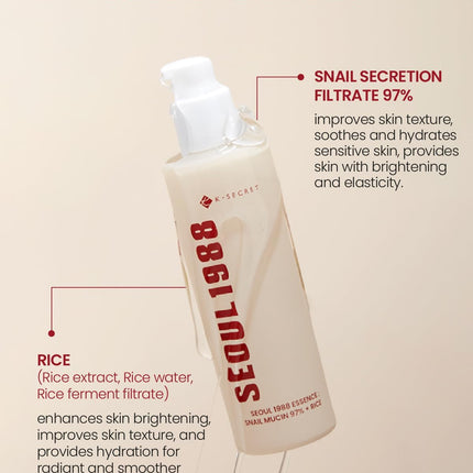 KSECRET SEOUL 1988 Essence : Snail Mucin 97% + Rice 100ml