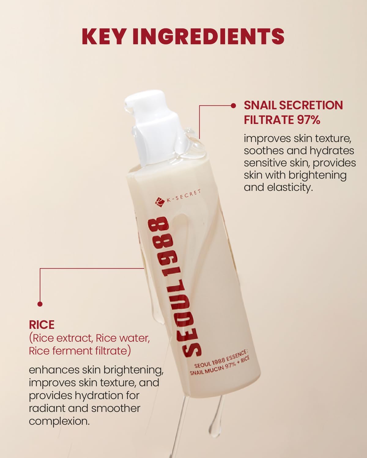 KSECRET SEOUL 1988 Essence : Snail Mucin 97% + Rice 100ml