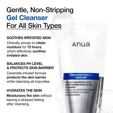 Anua 8 Hyaluronic Acid Moisturizing + Squalane Gentle Gel Cleanser – 150 ml