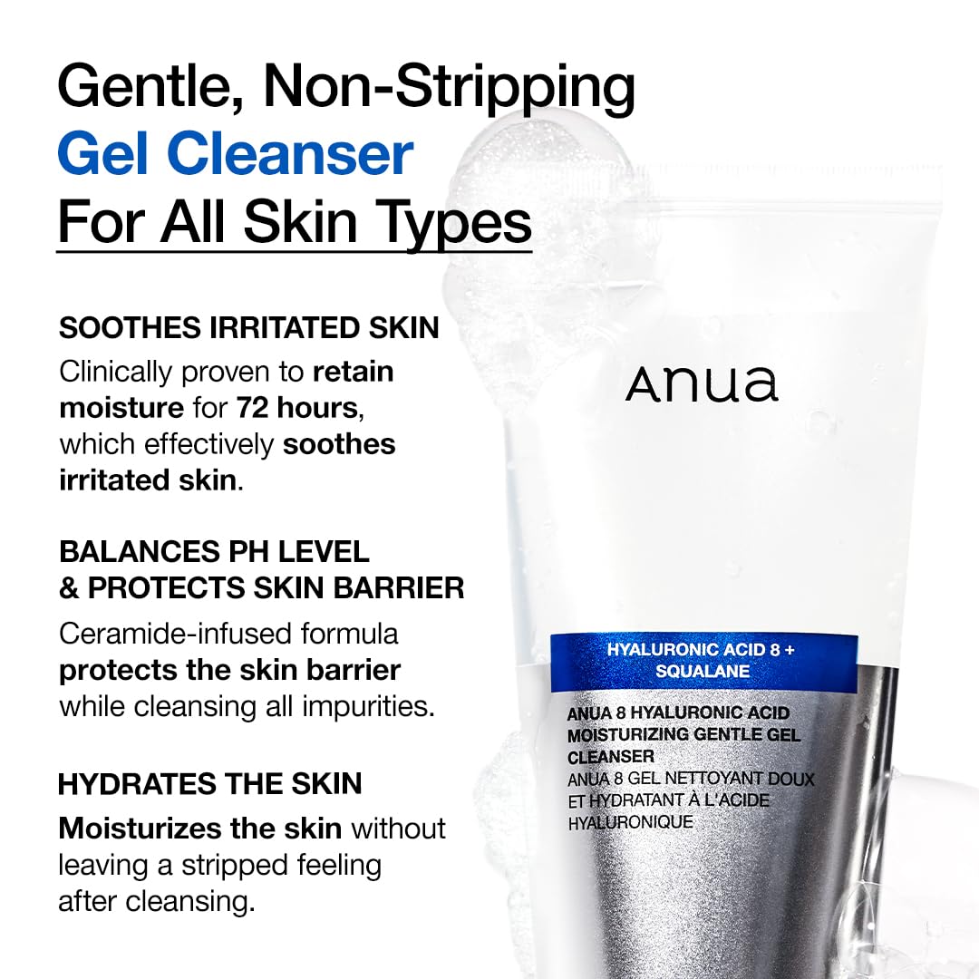 Anua 8 Hyaluronic Acid Moisturizing + Squalane Gentle Gel Cleanser – 150 ml