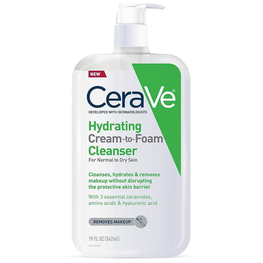 CeraVe Jabón facial hidratante en crema que se convierte en espuma para pieles equilibradas y secas 237ml