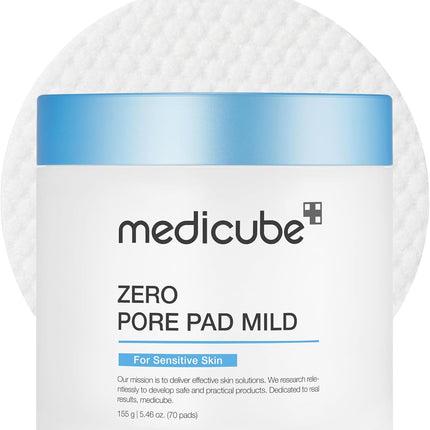 Medicube Zero Pore Pads Mild 2.0 (70 Pads) - Gentle Calming Toner Pads for Exfoliation, Minimizing Pores