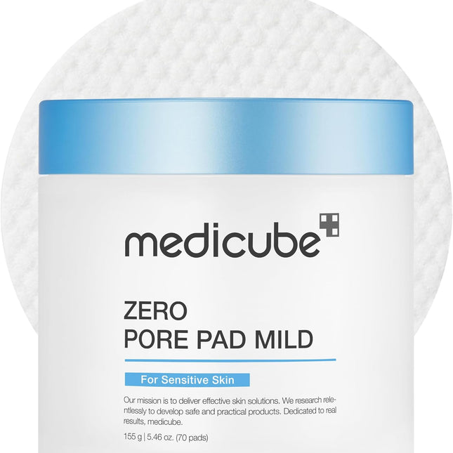 Medicube Zero Pore Pads Mild 2.0 (70 Pads) - Gentle Calming Toner Pads for Exfoliation, Minimizing Pores