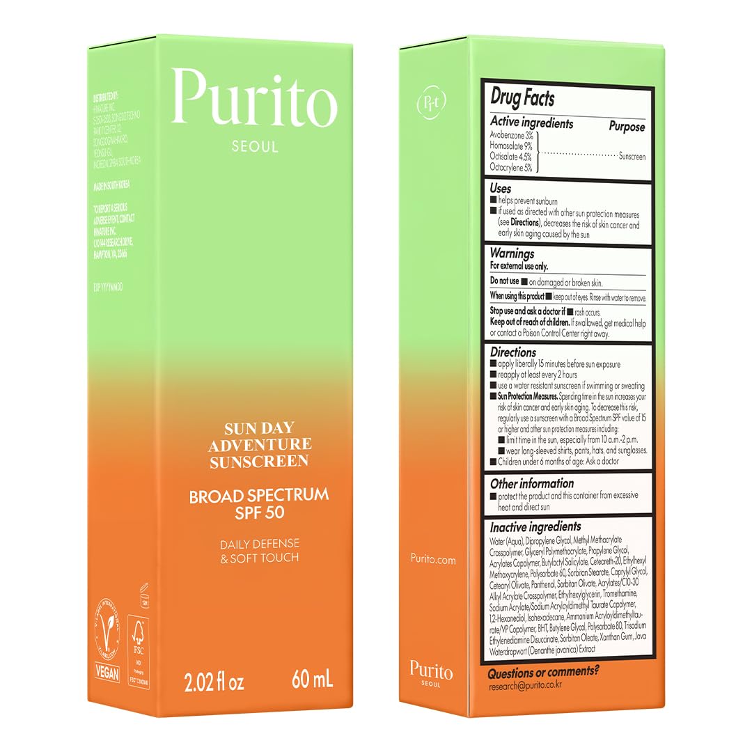 PURITO SEOUL Daily Soft Touch Sunscreen SPF50+ PA++++ 60 ml