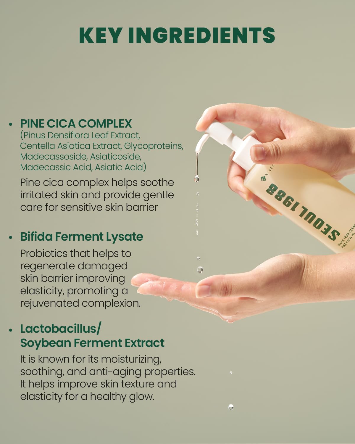 K-Secret Seoul 1988 Aceite Limpiador – Pine Cica 1% + Probióticos 150 ml