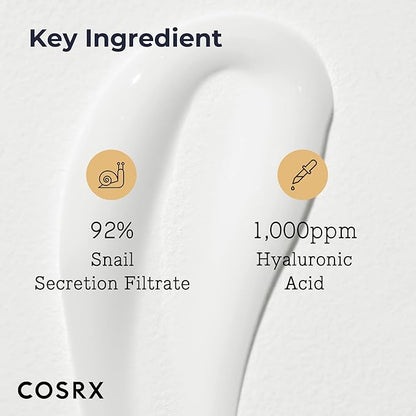 COSRX Snail Mucin 92% Crema Reparadora Daily Face Gel Moisturizer, Acne-prone,Para piel sencible, Korean Skincare 50ml