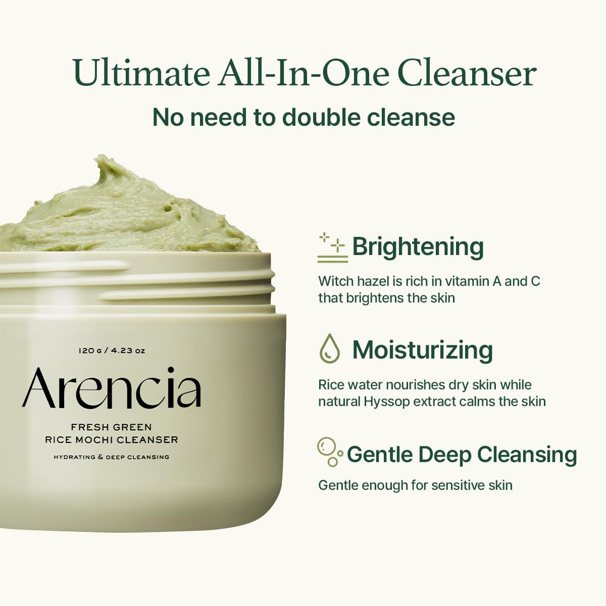 Arencia Fresh Green Rice Mochi Cleanser 120g