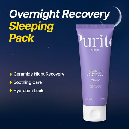 Purito Luminous Ceramide Sleeping Pack 100ml Crema de recuperación nocturna con cinco ceramidas
