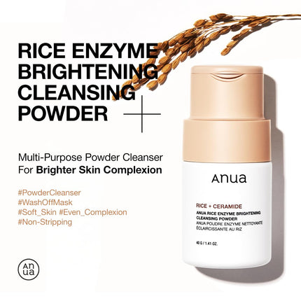 Anua Rice Enzyme Brightening Cleansing Powder Limpiador facial en polvo 40g