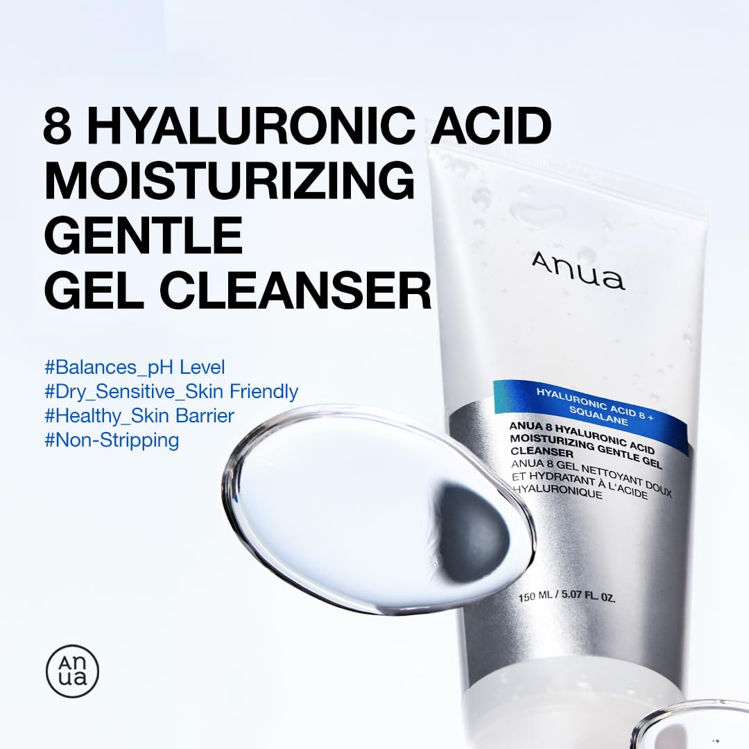 Anua 8 Hyaluronic Acid Moisturizing + Squalane Gentle Gel Cleanser – 150 ml