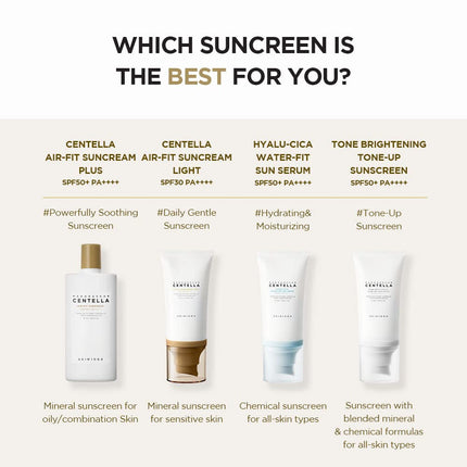 SKIN 1004 Centella Air-Fit Suncream LIGHT SPF30 PA++++ - Protector solar mineral ligero de uso diario 50ml
