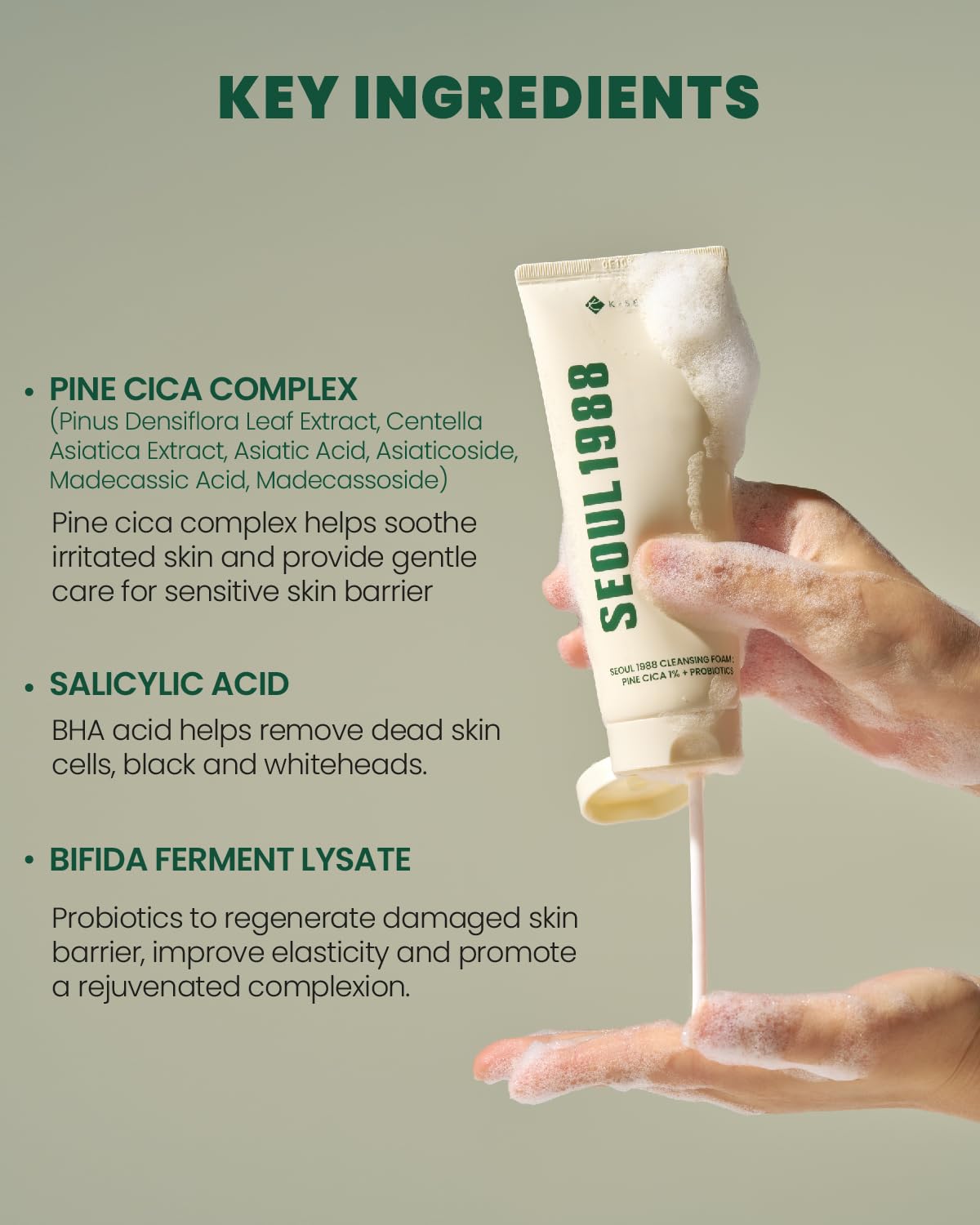KSECRET Espuma limpiadora: Pino Cica 1% + Probióticos 150ml
