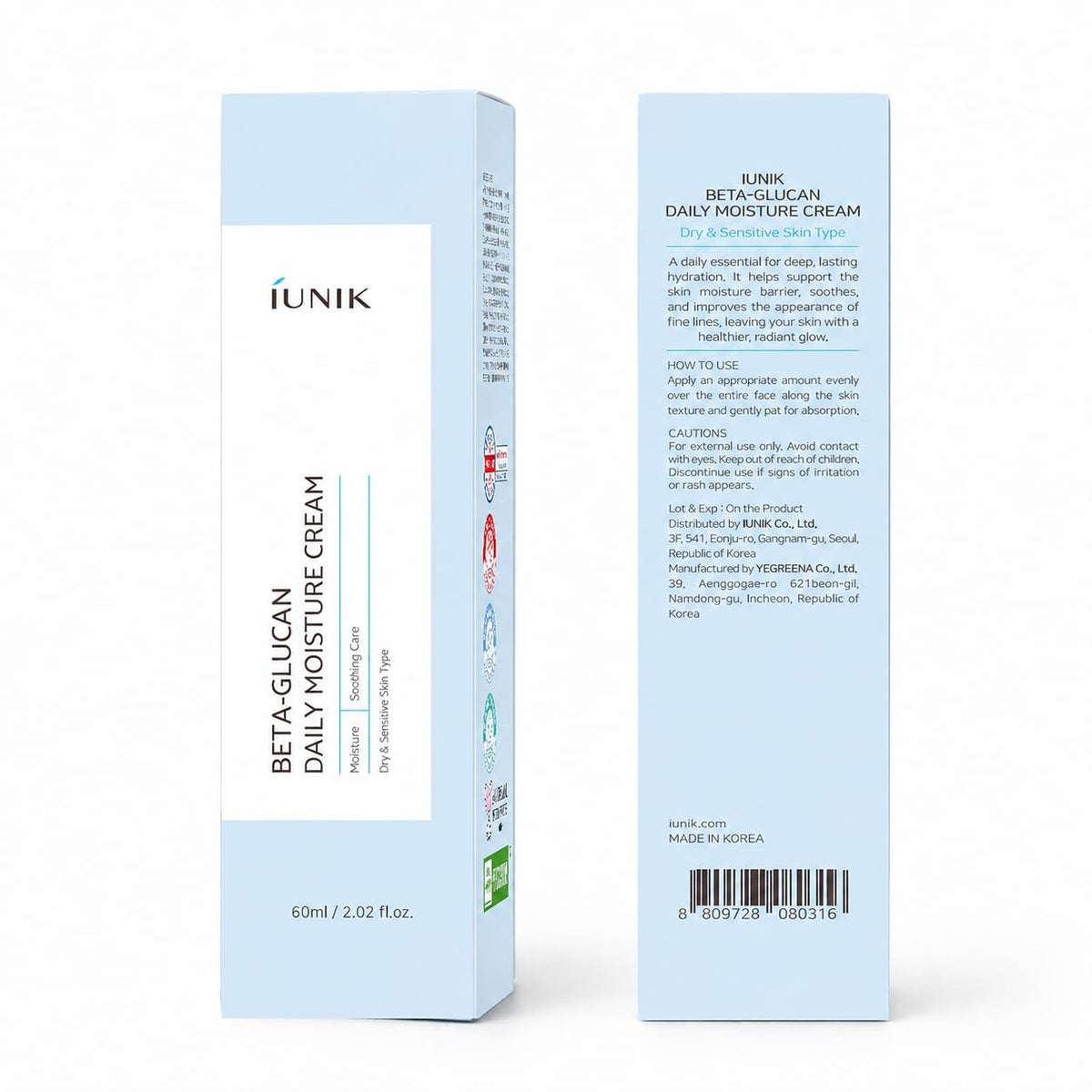 iUNIK Beta Glucan Daily Moisture Cream – 60 ml