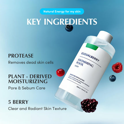 EQQUALBERRY - Swimming Pool Tónico diario refrescante y exfoliante 155ml