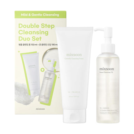 mixsoon Double Cleansing Set 2-Step Routine, Cica Foam & Bean Cleansing Oil Face Wash Set Gentle Deep Clean and Hydrating Care 150ml + 195ml